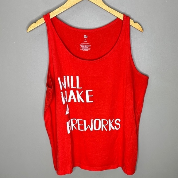 So “ will wake for fireworks” 4th of July tank top - Picture 1 of 4